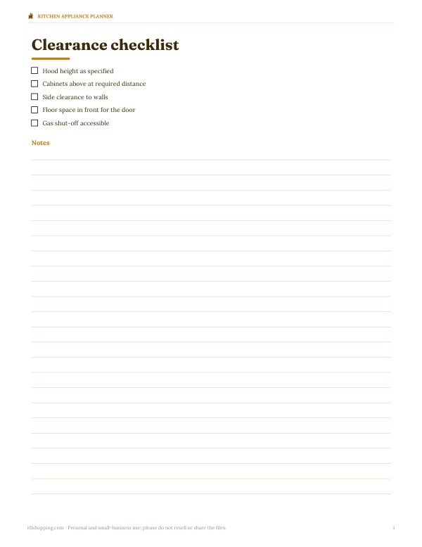 Preview of Printable Stove Clearance Checklist